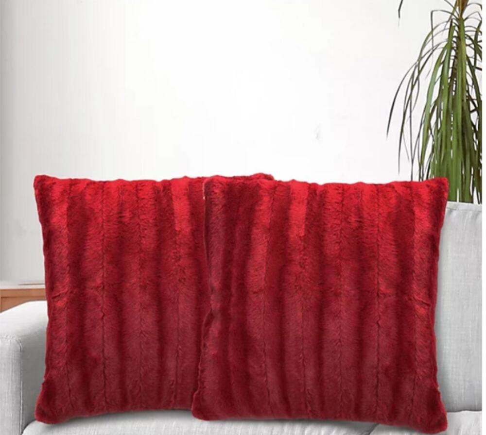 Cheer Collection Faux-Fur 2-Pack Decorative Pillows, 18" x 18"